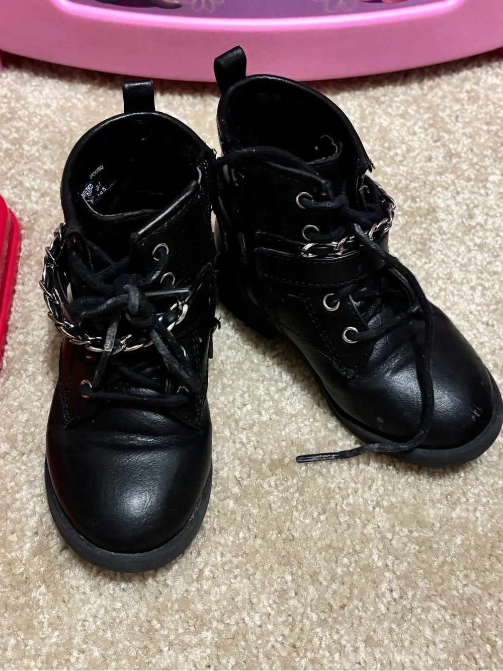 Black Chain-Accent Combat Boots